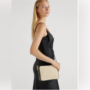 Quince - Italian Leather and Raffia Crossbody Bag. NWT